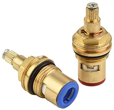 2 Pezzi di Ricambio in Ottone a Disco ceramico Rubinetto valvola, Inserto ghiandola Cartuccia Quarto di Giro 20 Denti 1/2 53mm per Rubinetto da Bagno e Cucina Rubinetti Acqua Calda Fredda