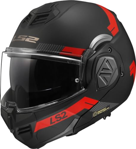 LS2 FF906 Advant Bend Klapphelm, schwarz matt/rot, L (59/60) | Beschlaghemmend