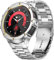 SUPLINK Funda de metal con correa compatible con Samsung Galaxy Watch 5 Pro Band de 45 mm (2022), correa protectora de acero inoxidable sólido para hombre (plata/dorado)