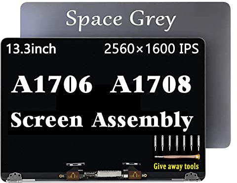 GBOLE Pantalla de repuesto A1706 A1708 para MacBook Pro A1706 A1708 Retina LCD Display Assembly EMC 3071 3163 3164 2978 finales de 2016 mediados de 2017 (gris espacial)