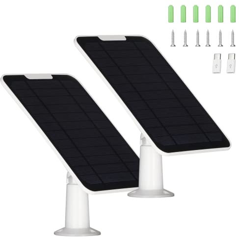 Panneaux solaires 5 V 6 W pour caméras de sécurité Eufycam et Arlo Essential Spotlight/XL Spotlight Camera - Comprend un port micro USB, un adaptateur USB-C et un câble de charge de 3 m