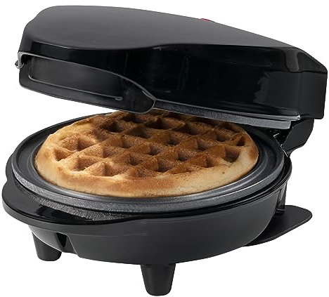 Bestron Waffle Maker, Piastra per waffel mini Ø10 cm, piccola macchina per waffel con rivestimento antiaderente, per compleanni di bambini, feste di famiglia, Pasqua o Natale, 550 watt, colore: nero