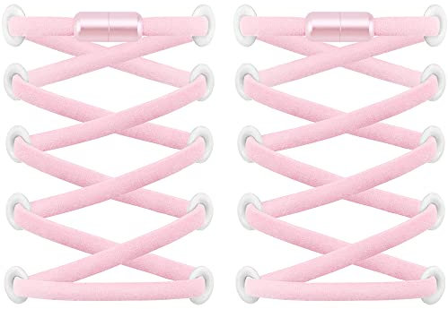RJ-Sport (2 Paar Elastische Schnürsenkel mit Schnellverschluss - Schnellschnürsystem für Einzigartigen Komfort und Starken Halt - mit Metallkapseln ohne binden (Rosa2)