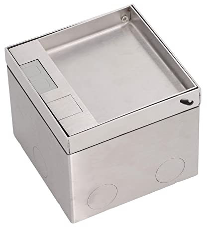 Asixxsix Caja de Cubierta de Salida de Piso, Caja de Piso eléctrica con Puerto de Cable de Red &Cubierta de Acero Inoxidable para Enchufe de 16 amperios Caja de Salida empotrada