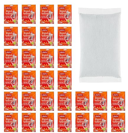 Relaxdays Handwärmer, 30 Paar, luftaktiviert, 10 Stunden Wärme, Handschuh- & Taschenwärmer Einweg, Wärmepads Hände, weiß