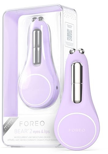 FOREO BEAR 2 Eyes & Lips - Massagegerät gegen Falten für sofortige Gesichtsstraffung - Augenmassagegerät - Augenbrauenlifting - Behandlung gegen Augenringe & Lippenpflege - Lavender