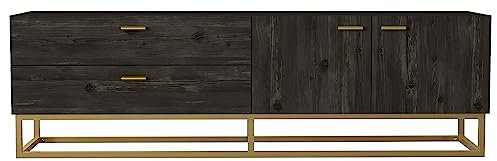 moebel17 TV Lowboard Theodora Sideboard Board stehend, Braun Gold mit Gestell aus Metall, Holz, mit Schrankfach und 2 Schubladen, viel Stauraum,160 x 48,1 x 36,8 cm, 9772 (Rebab Gold)