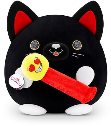 Snackles Series 1 Wave 2 Black Cat (PEZ), Surprise Medium Plush, Ultra Soft Plush, 35 cm, Collectible Plush with Real Brands, Black Cat (PEZ)