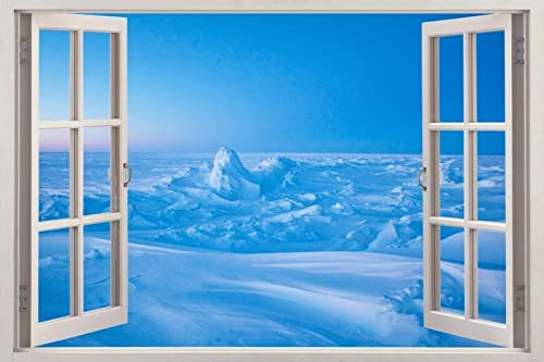 Wandsticker The North Pole 3D Window View Decal Wall Sticker Art Mural View Ice Landscape 45x68cm