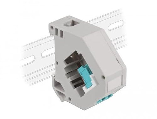 87194 - Hutschienenadapter mit Keystone LC Duplex Buchse zu LC Duplex Buchse Aqua