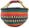 Bolga Korb Afrika - XXL - Das Original aus Ghana - Bunt - Fair Trade - Rund - Viele Farben - Afrikanischer Graskorb mit Ledergriff - Flechtkorb 30-40 cm - Rundkorb mit Wunschdesign (Bawku)
