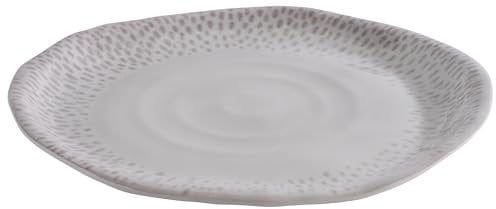 APS Footmark 85324 - Plato (26,5 cm de diámetro, 2,5 cm de altura, melamina, decoración), color blanco y gris