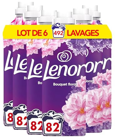 Lenor Adoucissant 82 Lavages, Bouquet Floral, Collection Bien-être, Avec Une Touche d’Huile Essentielle