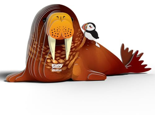 EUGY 650107 Walross, 3D Tier-Puzzle für Kinder und Erwachsene zum Zusammenbauen, DIY Tierfigur, Bastelset ab 6 Jahren