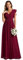 Ever-Pretty Robe de Soirée Dos Nu pour Femme Manches Volantées Mousseline Col V Plissé Robe de Demoiselle d'honneur Longue Élégante Bordeaux 44