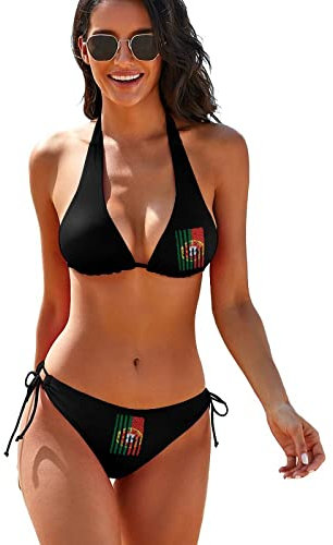 Ensemble de Bikini Drapeau américain du Portugal pour Femmes, Maillot de Bain Deux pièces, col Licou, Triangle, Maillots de Bain