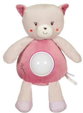 GIPSY TOYS – PELUCHE VEILLEUSE CHAT – GAMME BAMBOO – LUMIERES DOUCES ET APAISANTES – 1ER ÂGE – IDEE CADEAU NAISSANCE BEBE – FILLE ET GARCON – 13 CM – ROSE ET GRIS