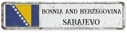 Drapeau de la Bosnie-Herzégovine, rue de la ville, panneaux en métal personnalisés, panneaux de restaurants personnalisés, souvenir de pays national, décoration murale de route, panneaux en étain pour