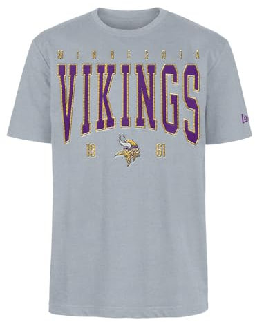 MINNESOTA VIKINGS New Era Cap NFL Oversized T-Shirt Satin Applique Patch Logo Heather Gray Unisex