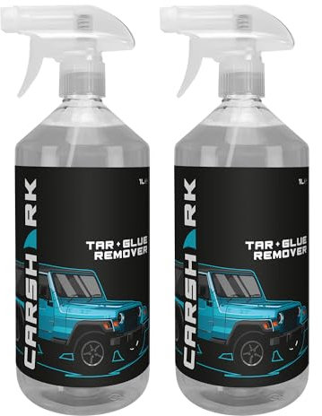 CARSHARK Tar and Glue Remover 2 x 1 Litre Spray, Fast Acting Formula, Removes Tar, Bitumen, Glue