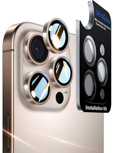 UltraGlass UNBREAK TOP 9H+ Glass for iPhone 16 Pro Max/16 Pro Camera Lens Protector [Military Grade Shatterproof & Longest Durable] Camera Protector 16 Pro/16 Pro Max Tempered Glass, Desert Titanium