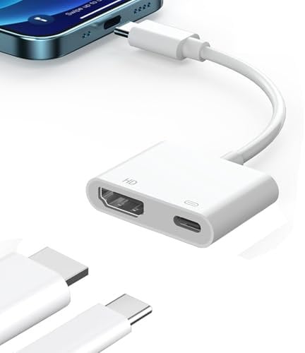 USB C to 4K 60Hz HD.MI Adapter für iPhone 15/16 zu HDTV, 2 in 1 Typ C Digital AV adapt Sync Bildschirm Anschluss mit 100W PD Port, Kompatibel für iPhone16/15 Pro/15 Plus/15 Pro zu TV Projektor Monitor
