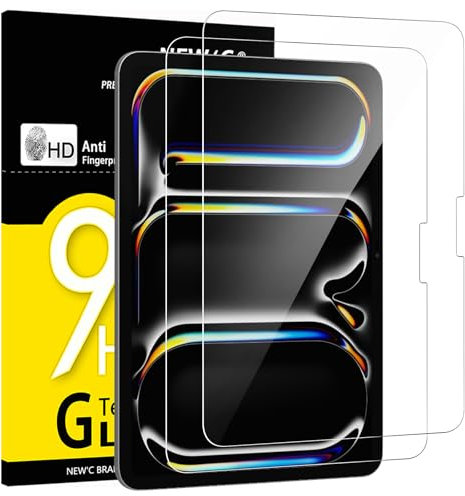 NEW'C 2 Stück, Schutzfolie für iPad Pro 11 Zoll M4 (2024), Panzer Schutz Glas Folie,9H Härte,HD Displayschutzfolie, 0.33mm Ultra-klar