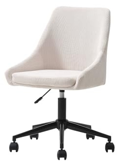 Vente-unique-Bürostuhl höhenverstellbar - Cord - Cremefarben & Schwarz - MASURIE