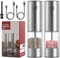 YISUN Electric Salt and Pepper Grinder Set, USB Rechargeable Automatic Salt Pepper Mill Grinder, One-Handed Operation, Refillable with Light, Adjustable Coarseness, Stainless Steel, 2 Pack (Silver)