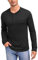 Wayleb Langarmshirt Herren Baumwolle Henley Long Sleeve Shirt Casual Langarm Knopfleiste T-Shirts Leicht Pullover Langarmshirt Oberteile für Männer mit Brusttasche, Schwarz S