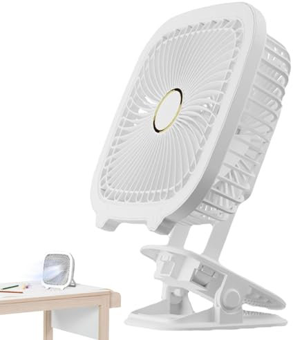 scyca ventilador de escritorio - Ventilador de escritorio multifuncional con clip USB - ventilador con luz LED, puerto USB para escritorio, luz nocturna, cocina, cama, dormitorio, lámpara de