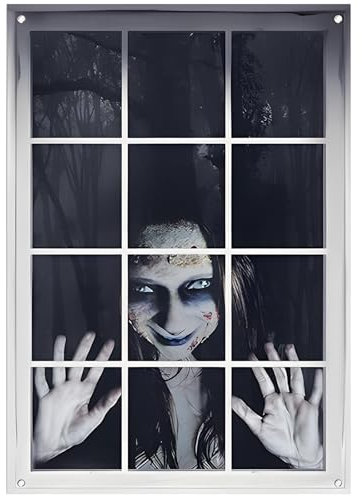 Halloween Horror Fenster Deko, Halloween Deko Outdoor Innen Garten Fenster Helloween Draußen Tür Außen Gruselig Indoor Aussen Haustür Geister Animiert Fensterdeko Türdeko Accessoires