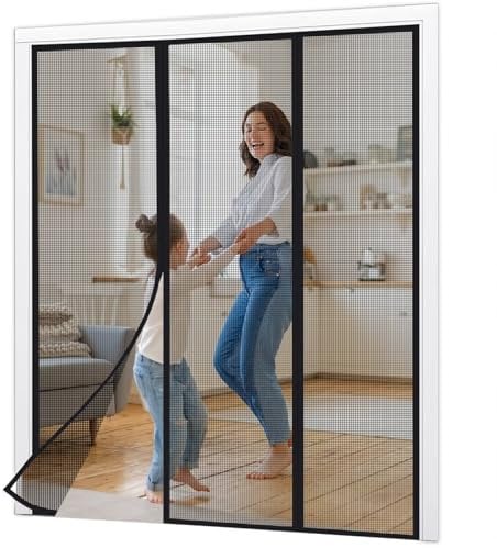 Rideau Porte Anti Mouche Bois 125x270cm Noir MagnéTique Moustiquaire MagnéTique Rideau moustique Rideau de Porte Moustiquaire Magnétique