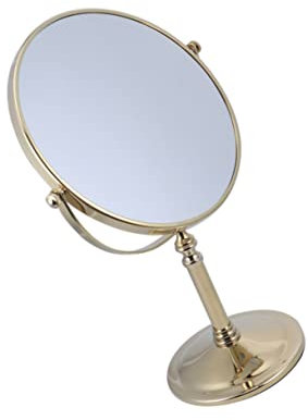 Espejo de tocador portátil con luz LED con soporte, espejo de maquillaje redondo para viajes o uso de escritorio