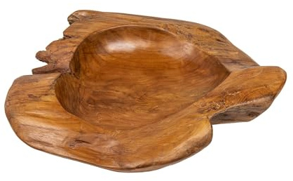 Licht-Erlebnisse Handgefertigte Dekoschale Teak Holz massiv B: 40 cm Unikat Obstschale Deko Schale für Schlüssel Schmuck
