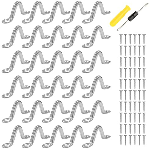 xuefenfei 30 Piezas Bucles de Cubierta Kayak con Almohadillas, Anillas para Cubierta de Kayak, Acero INOX 304 con Almohadillas y 60 Tornillos, Accesorios Náuticos para Canoa, Kayak Rigging