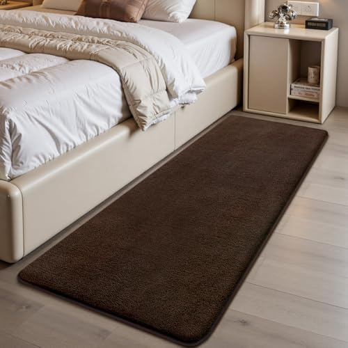 Sour Lemon Teppiche, Wohnzimmer, 60 x 120 cm, Kaffeefarben, flauschiger Nachttisch für Schlafzimmer