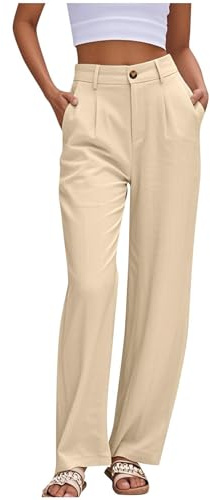 HAOLEI Work Trousers for Women UK Sale Ladies Office Smart Stretch Suit Trousers Casual Straight Leg Tailored Palazzo Pants High Waist Yoga Dress Pants with Pockets Clearance