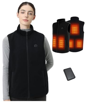 Mincoo Beheizbare Weste Damen Fleece mit 5V 10000mAh Akku - Heizweste Damen Fleece mit 3 einstellbare Temperaturen, 5 beheizten Zonen, ideal für Outdoor-Arbeit, Skifahren, Wandern und Pendeln