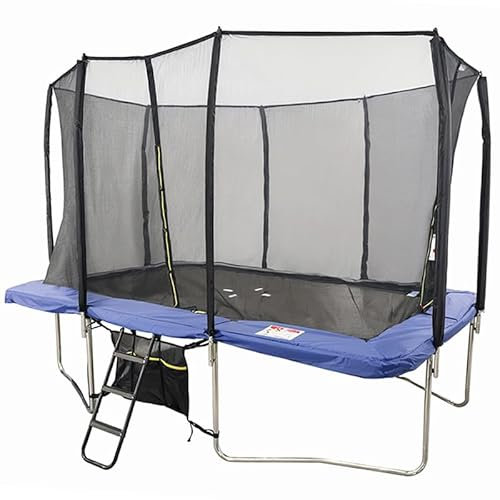 BodyTrain 9x14ft Rectangular Trampoline Blue with Safety Enclosure, Ladder & Shoe Tidy