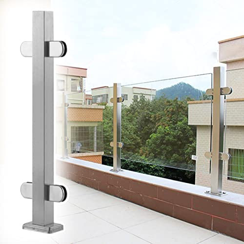 Système de garde-corps en verre en acier inoxydable pour balcons et jardins, balustrade intérieur/extérieur avec pince pour terrasses et escaliers, poteau moyen argenté H6