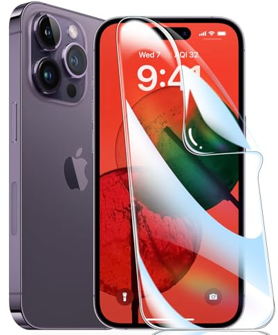 GUARD CRAG 3 Pack Screen Protector for iPhone 14 Pro Max,Hydrogel Film Transparent Soft TPU[HD Clear][High Sensitivity][Bubbles No Dust]