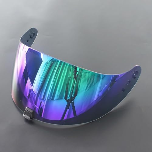 Yofab Visiere Casque Moto pour Scorpion EXO-R420, Casque Moto Pare-Vent Casque Lentille, Remplacement de Visière de Lentille de Casque de Bouclier de Vent de Moto,G Green Plating