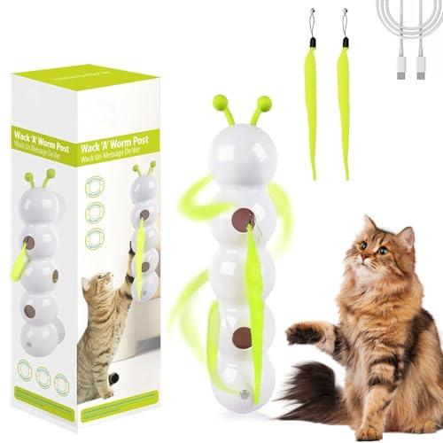 rongweiwang Wuselwurm Katzenspielzeug Elektrisch,Interaktives Wurm Katzenspielzeug Cat Toys,Spielzeug mit Bewegungssensor Automatischer Wackelwurm mit Saugnapf Fenster Ideal für gelangweilte Katzen