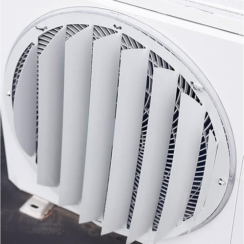 Deflettore anti-diretta condizionatore d'aria in acciaio inox, AC unità Esterne Copertura di Sfiato, Griglia di ventilazione per l'aria di scarico con lame mobili (Diametro 48 cm(φ18.9inch))