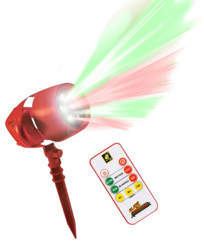 Star Shower Christmas Lights Slideshow with Remote Control - 6 Full Colour LED Light Slides - Auto Switch Off Timer - Weather & Water Resistant - Indoor Cable & Weather Proof Outdoor Extension Cable