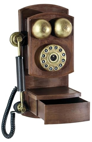 YCHUCH Retro Klassisches Wandmontage Schnurtelefonmodell Antikes Festnetztelefon Mit Aufbewahrungsbox Moderne Heimbüro Dekoration Kreatives Telefonmodell