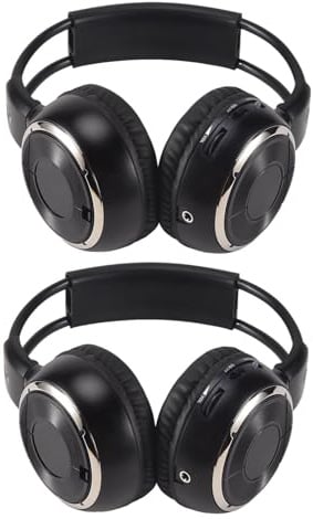 Rastapulz 2 X Doppel-Infrarot-Stereo-Funkkopfhörer-Headset Ir-Auto-DVD-Player-Kopfstütze Schwarz