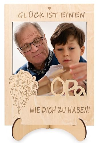 Giftota Magnetischer Holz Bilderrahmen für Opa - Geschenkideen zum Vatertag - Perfektes Foto Geschenk für Besten Opa zum Geburtstag, Vatertagsgeschenk - Dankeschön Geschenk - Für die beste Familie