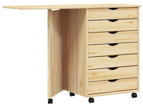 vidaXL Rollwagen mit Schreibtisch Moss Klarlack 105,5 x 39 x 74,5 cm